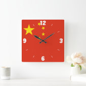 中国国旗の愛国心 スクエア壁時計 (ホーム)