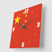 中国国旗の愛国心 スクエア壁時計 (傾斜)