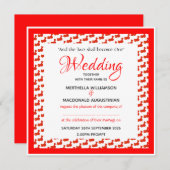 中国国旗カスタム愛国的結婚スクエア婚礼 招待状 (正面/裏面)