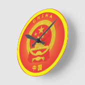 中国国章サークル形状 ラウンド壁時計 (傾斜)