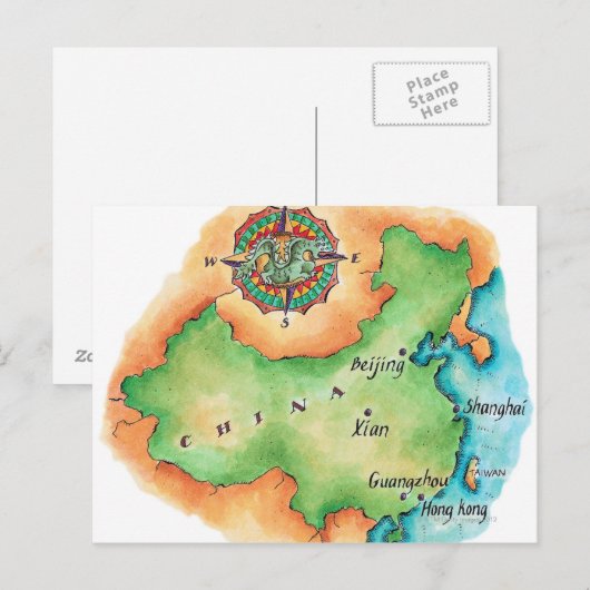 中国地図 ポストカード (正面/裏面)