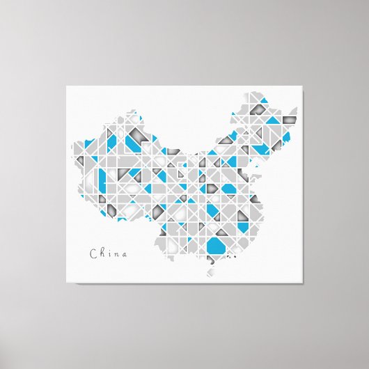 中国地図 | Crystal Diamondスタイルアートワーク キャンバスプリント (正面)