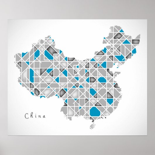 中国地図 | Crystal Diamondスタイルアートワーク ポスター (正面)
