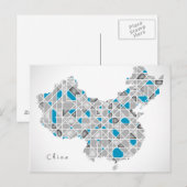 中国地図 | Crystal Diamondスタイルアートワーク ポストカード (正面/裏面)