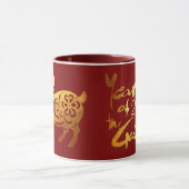 中国新年ヤギ2027切り絵-04 ホリデーマグ マグカップ (中央)