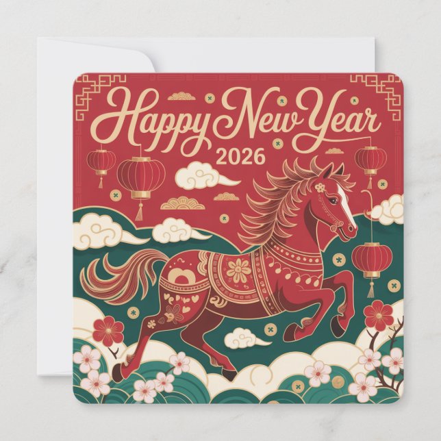 中国新年 2026 赤い火の馬 (正面)