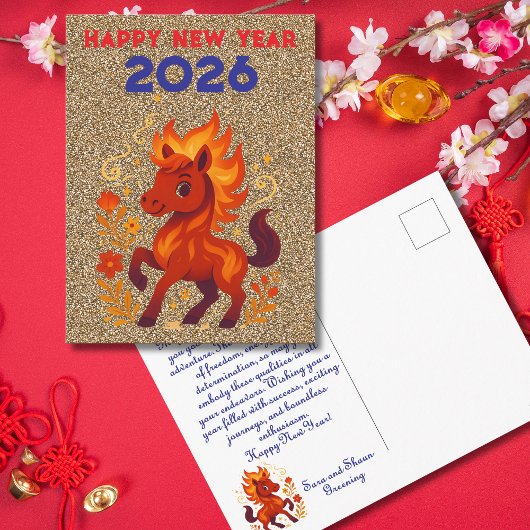 中国新年 2026 馬の年 シーズンポストカード