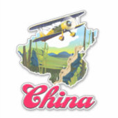 中国旅行地図ポスター シール (正面)