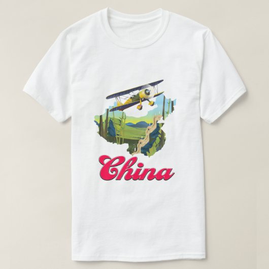 中国旅行地図ポスター Tシャツ (デザイン正面)