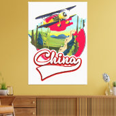中国旅行地図ロゴ キャンバスプリント (インサイチュ (リビング))