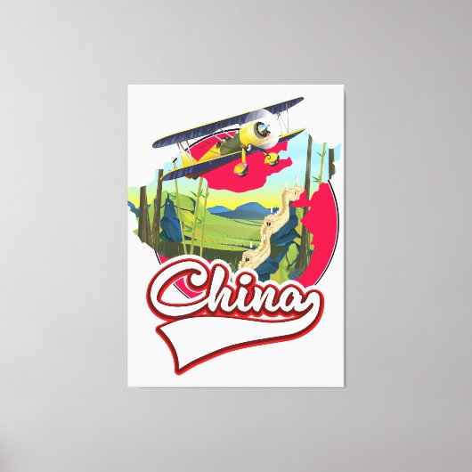 中国旅行地図ロゴ キャンバスプリント (正面)