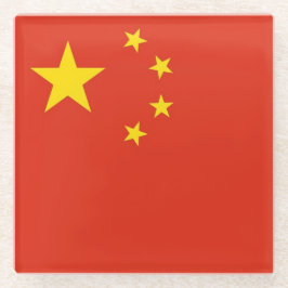 中国旗を持つガラスコースター ガラスコースター