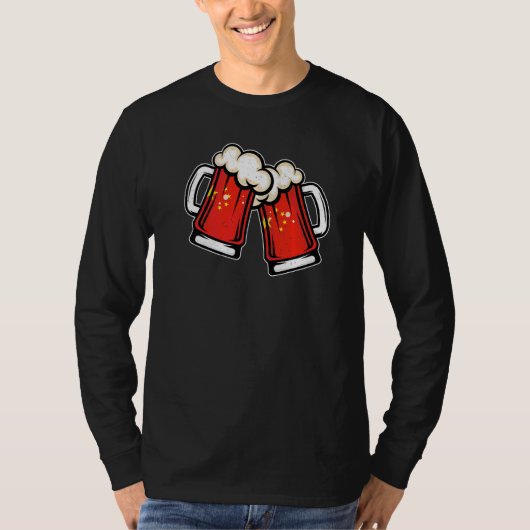 中国旗ビアマグ 涼しい中国ビール Tシャツ (正面)