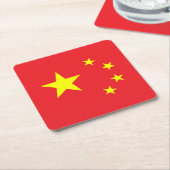 中国旗 スクエアペーパーコースター (アングル)