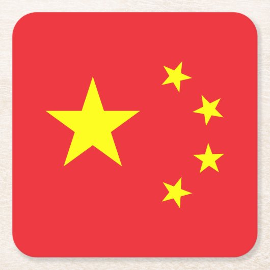 中国旗 スクエアペーパーコースター (正面)