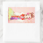 中国旧正月かわいいフェスティバルガールシール 長方形シール (バッグ)