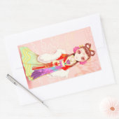 中国旧正月かわいいフェスティバルガールシール 長方形シール (封筒)