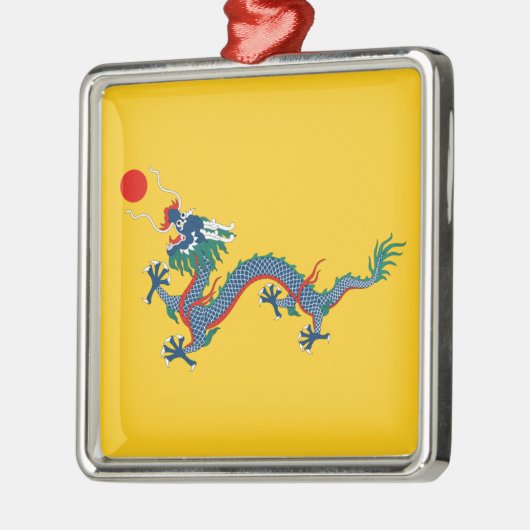 中国清国国旗中国の(龍) (アジア) メタルオーナメント (左)