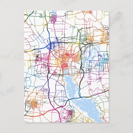 中国済寧市地図 ポストカード (正面)
