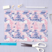 中国産アジアの風景ピンクブルーのデコページ 薄葉紙 (クラフト)