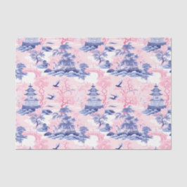 中国産アジアの風景ピンクブルーのデコページ 薄葉紙