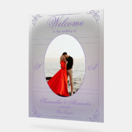 中国産パープルバラビクトリアンズ結婚の歓迎 アクリルサイン