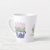 中国産プランターセラミックのピンクのヒアシンス カフェラテマグ (左アングル)