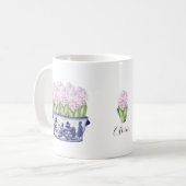 中国産プランターセラミックのピンクのヒアシンス コーヒーマグカップ (正面左)