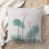 中国産中国のインク洗絵画浄の蓮フローラ クッション (ブランケット)