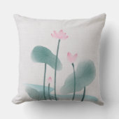 中国産中国のインク洗絵画浄の蓮フローラ クッション (正面)