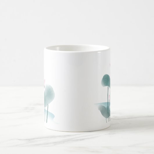 中国産中国のインク洗絵画浄の蓮フローラ コーヒーマグカップ (中央)