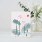 中国産中国のインク洗絵画浄の蓮フローラ ポストカード (スタンド正面)