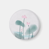 中国産中国のインク洗絵画浄の蓮フローラ マグネット (正面)