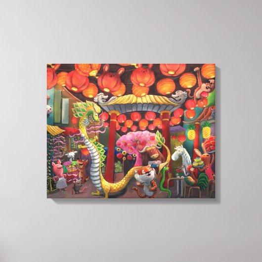 中国町の動物 キャンバスプリント (正面)