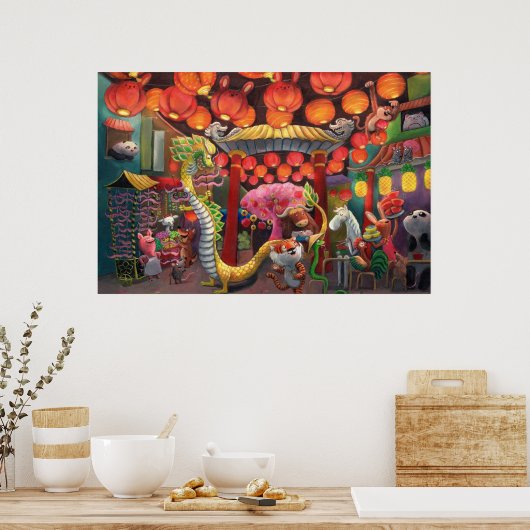 中国町の動物 ポスター (キッチン)