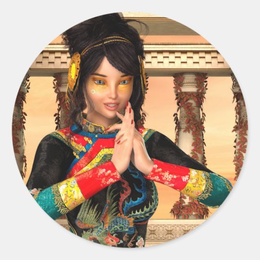 中国皇后ファンタジー肖像画 ラウンドシール (正面)