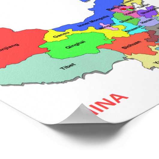 中国県の地図 ポスター (角)