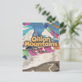 中国祁連山ビンテージ旅行ポスター ポストカード (スタンド正面)