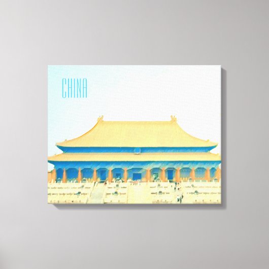 中国紫禁城ヴィンテージ旅行 キャンバスプリント (正面)