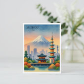 中国蘇州の水彩画の旅行のお土産 シーズンポストカード (スタンド正面)