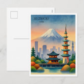 中国蘇州の水彩画の旅行のお土産 シーズンポストカード (正面/裏面)
