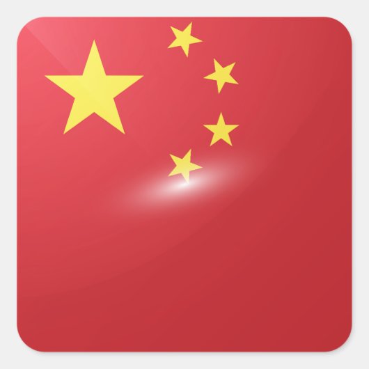 中国角光沢フラグ スクエアシール (正面)