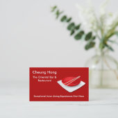 中国語か日本のなテイクアウトの飲食業カード 名刺 (スタンド正面)