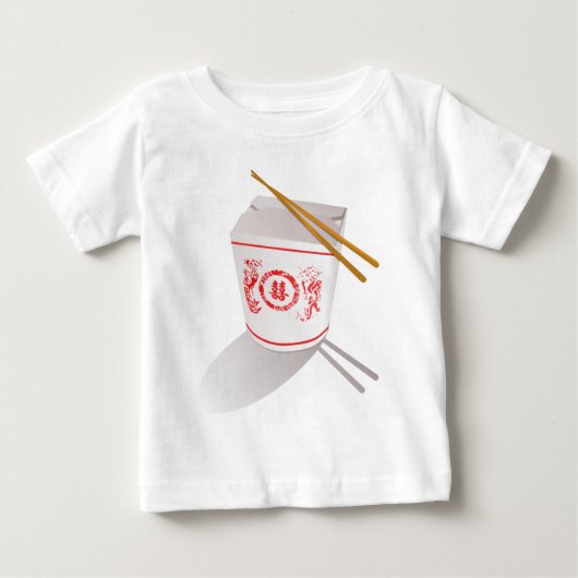 中国語は箸が付いている食糧箱を取ります ベビーTシャツ (正面)