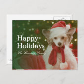 中国語は飾られたバスケットに坐っている犬の頂点に達しました シーズンポストカード (正面/裏面)