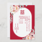 中国語英語併記ボタン牡丹ウェディングカード 招待状 (裏面)