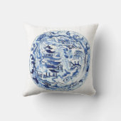 中国趣味のプレートの枕BLUE/WHITE クッション (裏面)