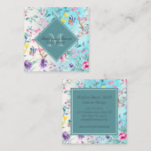 中国趣味の花柄パターン スクエア名刺 (正面/裏面)