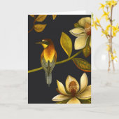 中国趣味の鳥IV -挨拶状 カード (黄色い花)