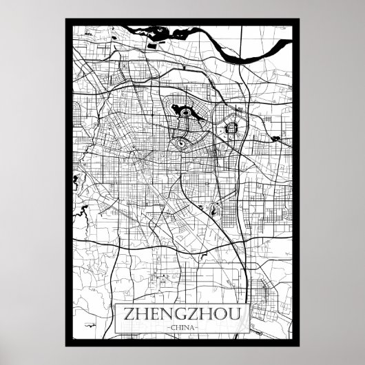 中国鄭州市地図 ポスター (正面)